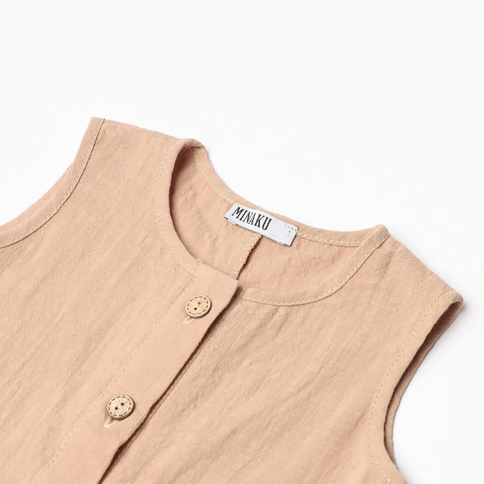 фото Комбинезон детский без рукавов minaku, цвет бежевый, размер 62-68