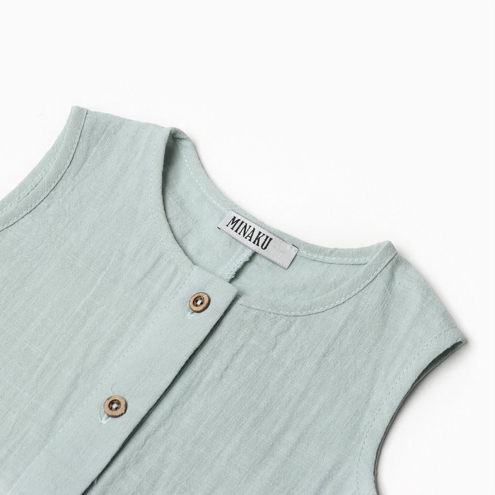 фото Комбинезон детский без рукавов minaku, цвет серо-зеленый, размер 86-92