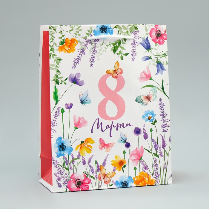 Пакет подарочный ламинированный, упаковка, «Цветы», MS 18 х 23 х 8 см пакет ламинированный цветы ms 18 х 23 х 8 см
