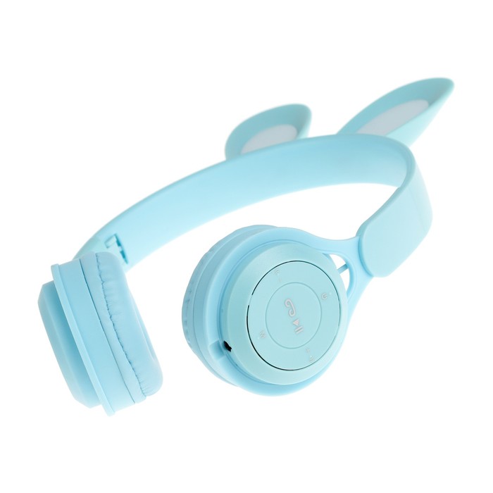 фото Наушники беспроводные y08r, накладные, детские, bt 5.1, подсветка, 400 мач, синий