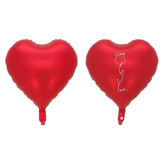 Шар фольгированный 18 «Сердце с розой», красный