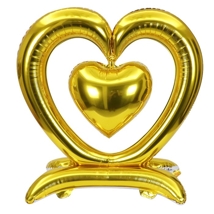 Шар фольгированный 36 «Сердце», на подставке, золото