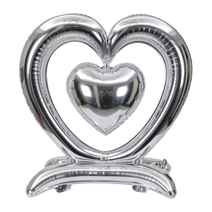 Шар фольгированный 36 «Сердце», на подставке, серебро