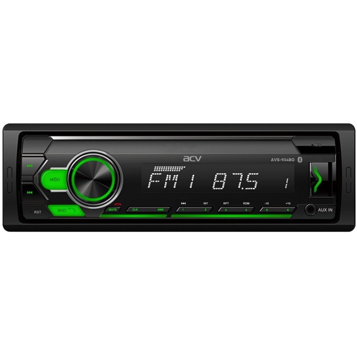 Автомагнитола ACV MP3/WMA AVS-934BG 24V, BLUETOOTH, USB, AUX, зелёная