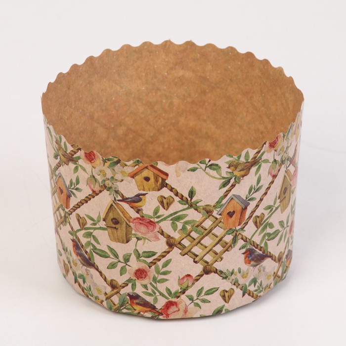 

Формы бумажные для кекса, маффинов и кулича "Птички в саду" 110х85 мм (фасовка 1900 шт)