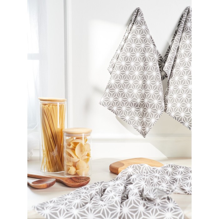 Набор полотенец кухонных Stellar Grey, размер 45x60 см, цвет серый