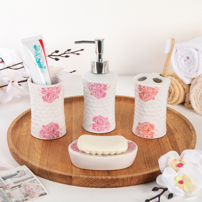 Набор аксессуаров для ванной комнаты, 4 предмета "Розарий"