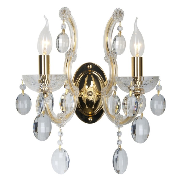 

Бра Crystal Lux, Hollywood 2011/402, E14, 2х40 Вт, 38х35 см, цвет золотой