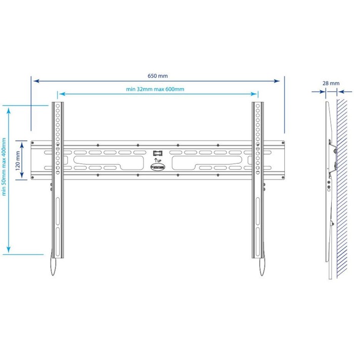 фото Кронштейн для телевизора kromax flat-1 черный 32"-90" макс.65кг настенный фиксированный