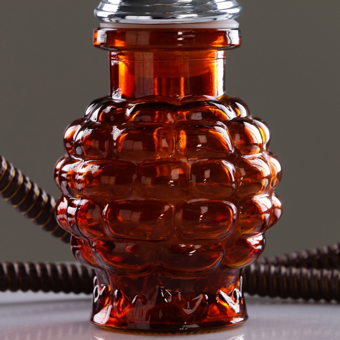 Кальян Bomb, 28 см, 2 трубки, колба-ваза дутая, коричневая, шахта хром