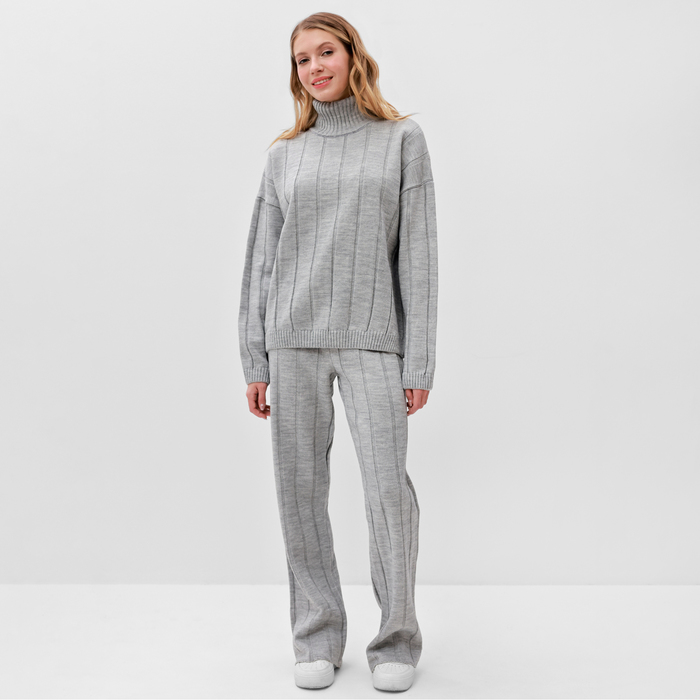 Костюм женский (джемпер+брюки) MINAKU: Knitwear collection цвет светло-серый, р-р 50-52 брюки р 52 цвет светло серый