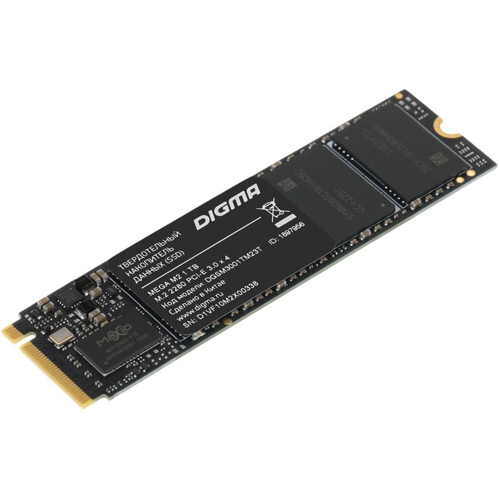 Накопитель SSD Digma PCIe 3.0 x4 1TB DGSM3001TM23T Mega M2 M.2 2280 накопитель ssd digma 512gb mega m2 m 2 2280