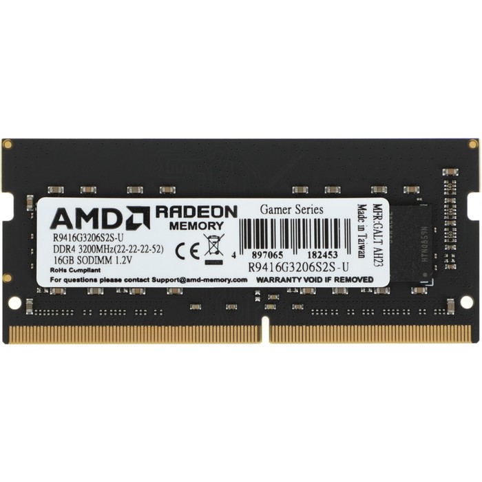 

Память DDR4 16GB 3200MHz AMD R9416G3206S2S-U R9 RTL PC4-25600 CL22 SO-DIMM 260-pin 1.2В Ret 102936