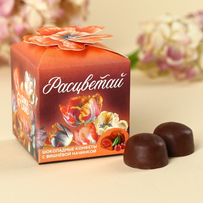 Конфеты шоколадные «Расцветай», вкус: вишня, 60 г. конфеты вкус радостного утра 180 гр ozera 6752