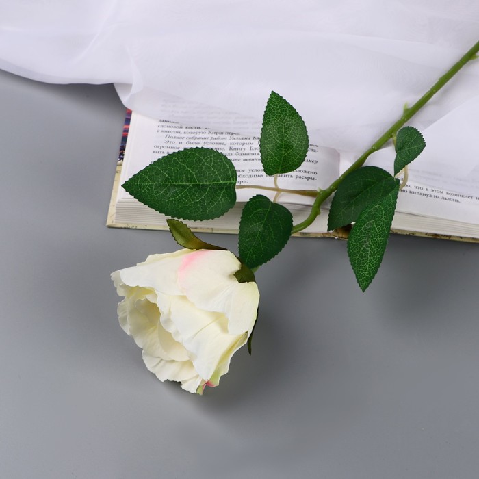 Цветы искусственные Роза чайная экстра d-7 см 44 см, белый