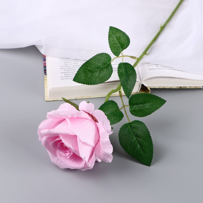 Цветы искусственные Роза чайная экстра d-7 см 44 см, розовый