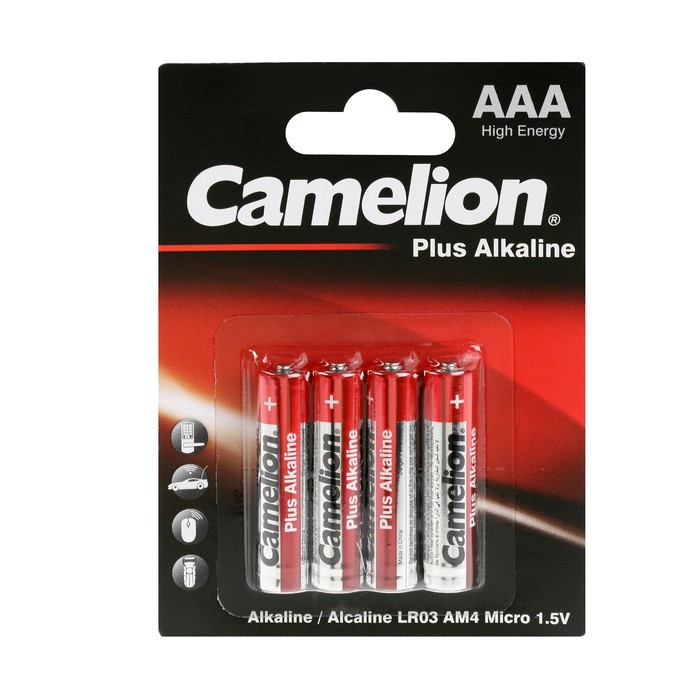 Батарейка алкалиновая Camelion Plus, ААА, LR03-4BL, блистер, 4 шт. батарейка алкалиновая alkaline power aaa lr03 4bl 1 5в блистер 4 шт