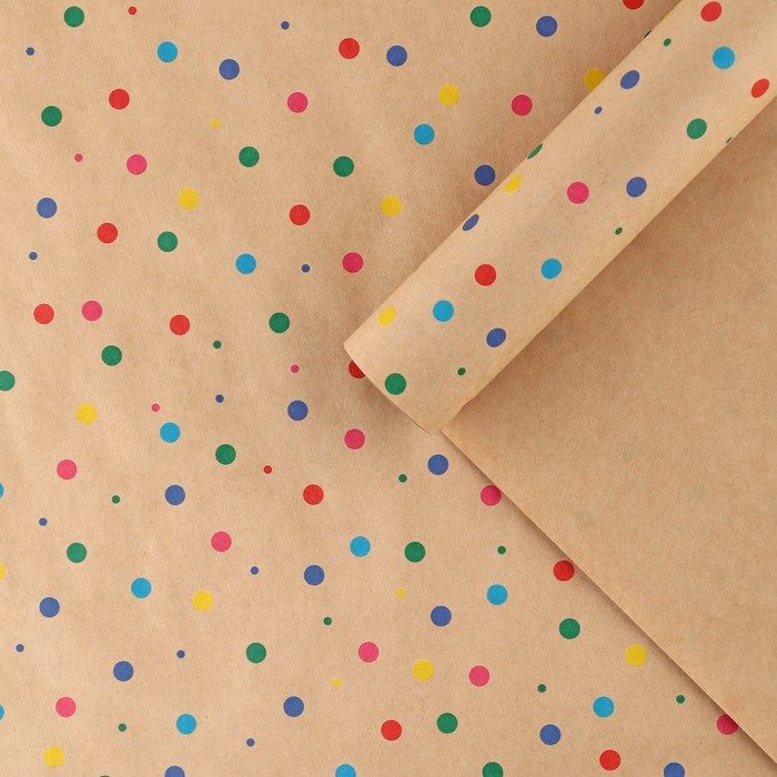 Бумага упаковочная крафтовая «Конфетти», 70 х 100 см бумага упаковочная крафтовая котики с подарками 70 × 100 см