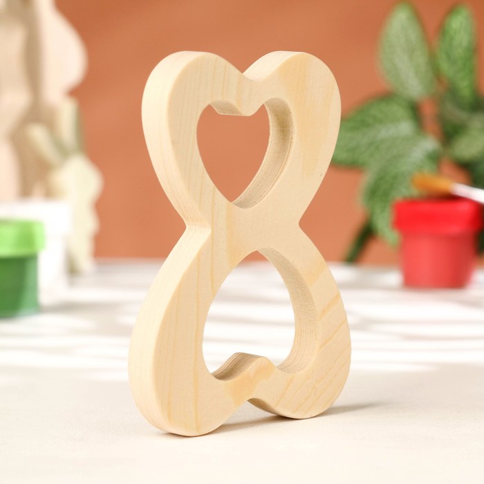 

Заготовка для творчества "Восьмерка из сердечек", 6,9 х 10 х 1,2 см, сосна