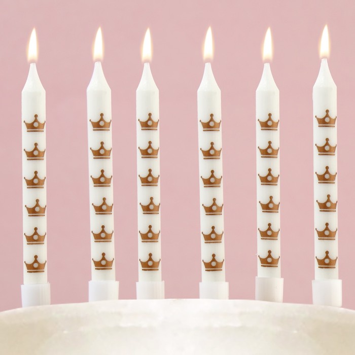 Свечи в торт С Днем рождения, короны, 6 шт