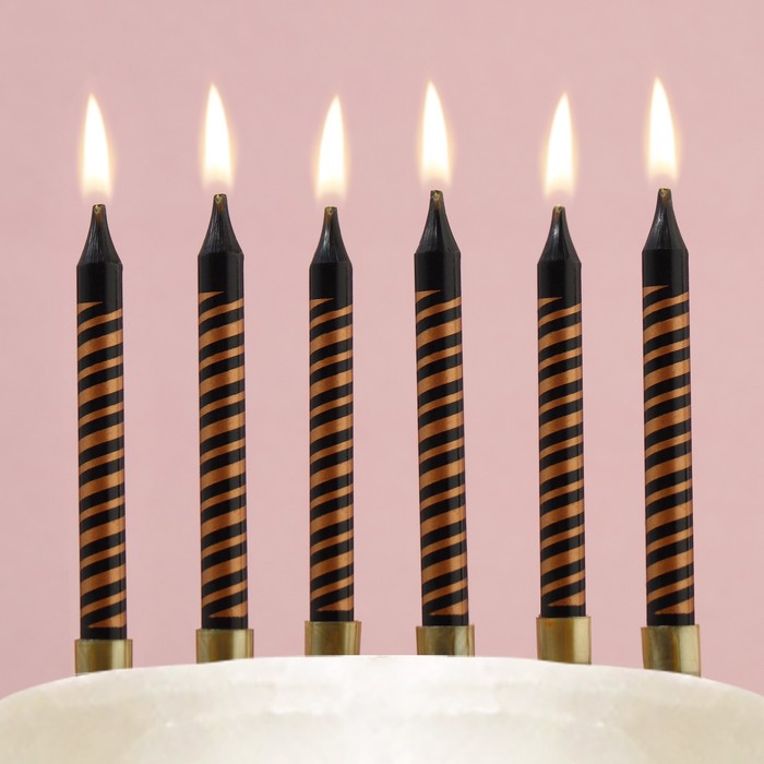 набор для торта fiolento happy birthday свечи 16х6см 8х14см 1 5ч г топпер happy birthday Свечи для торта «Happy birthday», чёрные, 6 шт.