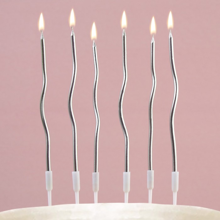 цена Свечи для торта «Для твоего праздника», серебряные, 10 шт.