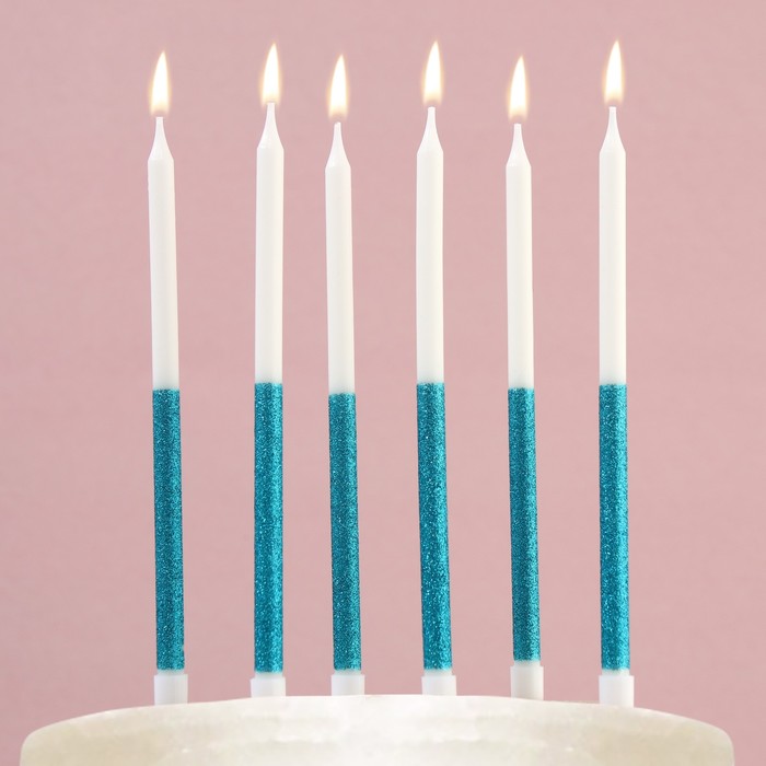 Свечи для торта «В твой день рождения», голубые, 6 шт. свечи на день рождения 1 2 3 4 5 6 7 8 9 0 золотые детские свечи на день рождения для торта товары для вечерние декоративные свечи для торта