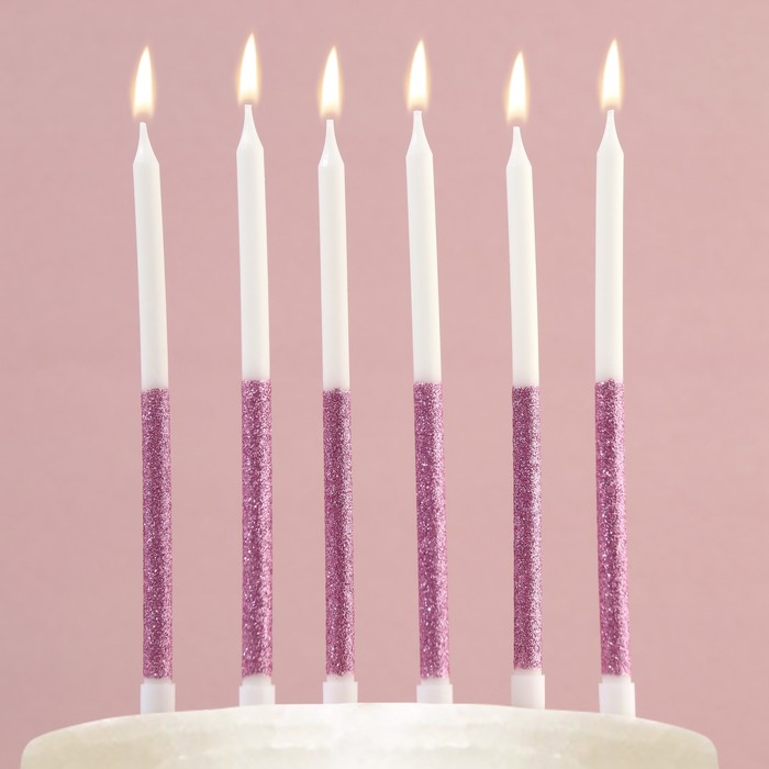 Свечи для торта «В твой день рождения», розовые, 6 шт. свечи на день рождения 1 2 3 4 5 6 7 8 9 0 золотые детские свечи на день рождения для торта товары для вечерние декоративные свечи для торта