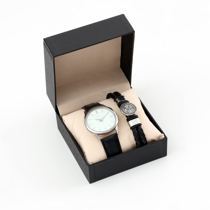 Мужской подарочный набор Брок 2 в 1: наручные часы, браслет подарочный набор единороги 5 в 1 наручные часы 2 резинки 2 невидимки