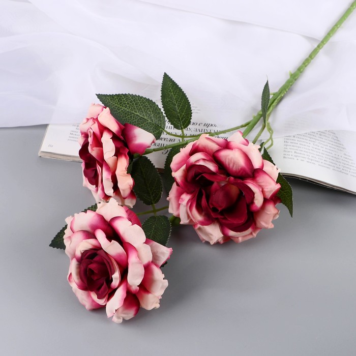 Цветы искусственные Роза Палома d-8 см 53 см, тёмно-сиреневый цветы искусственные роза 56 см d 8 5 см красный