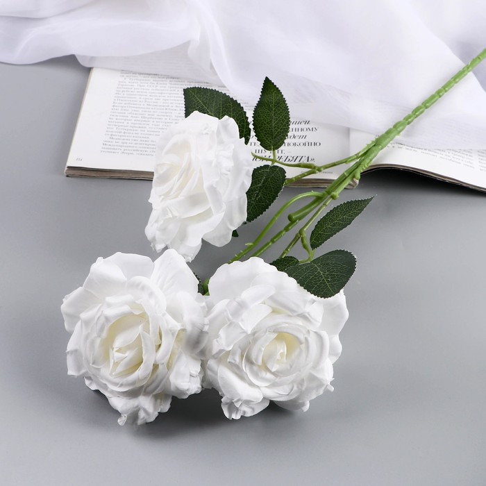 Цветы искусственные Роза Палома d-8 см 53 см, белый