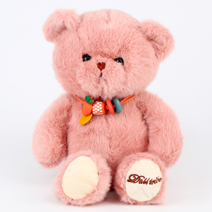 Мягкая игрушка «Медведь» с ожерельем, 20 см, цвет розовый мягкая игрушка медведь топтыжка цвет розовый 120 см