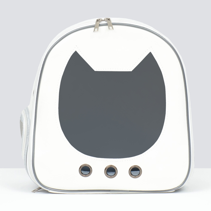 фото Рюкзак для переноски "котик", прозрачный, 32 х 21 х 35 см, белый пижон