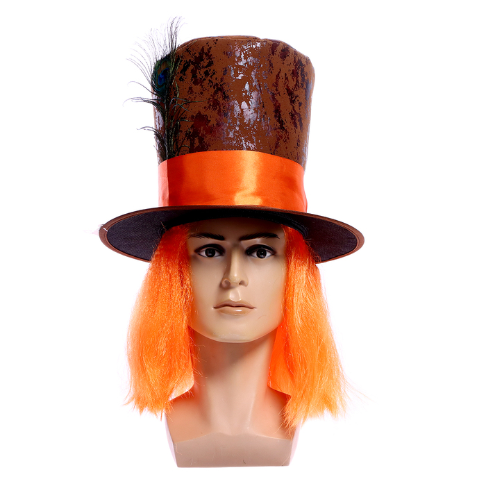 Шляпа карнавальная Цилиндр с волосами р-р 56-58