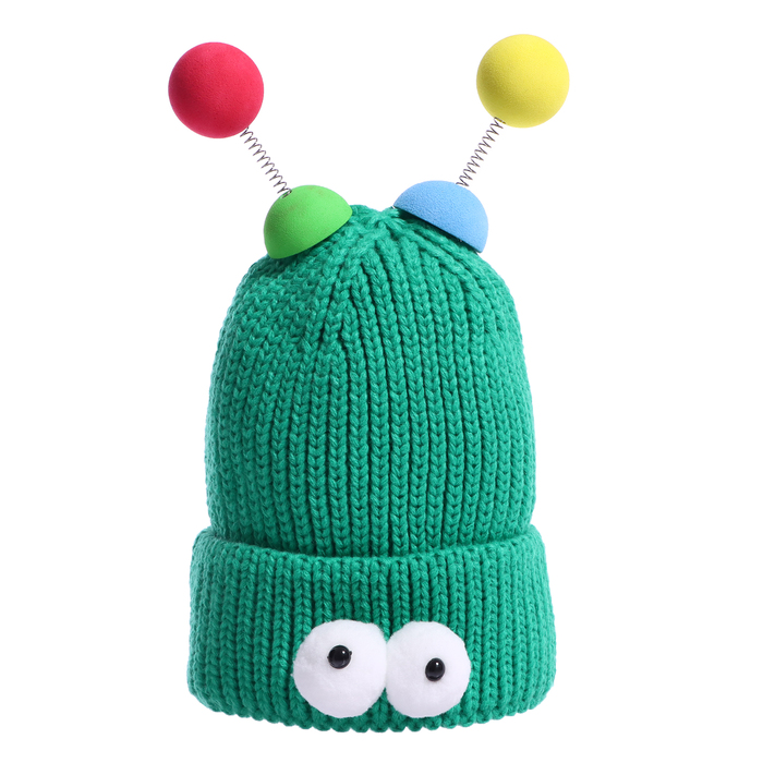 Карнавальная шапка Глазастик с рожками р-р 56-58, цвет зеленый