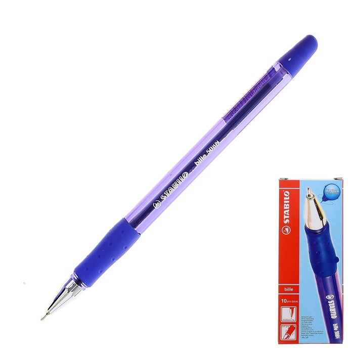 Ручка шариковая Stabilo Bille 508, резиновый упор, узел-игла 0.38 мм стержень синий