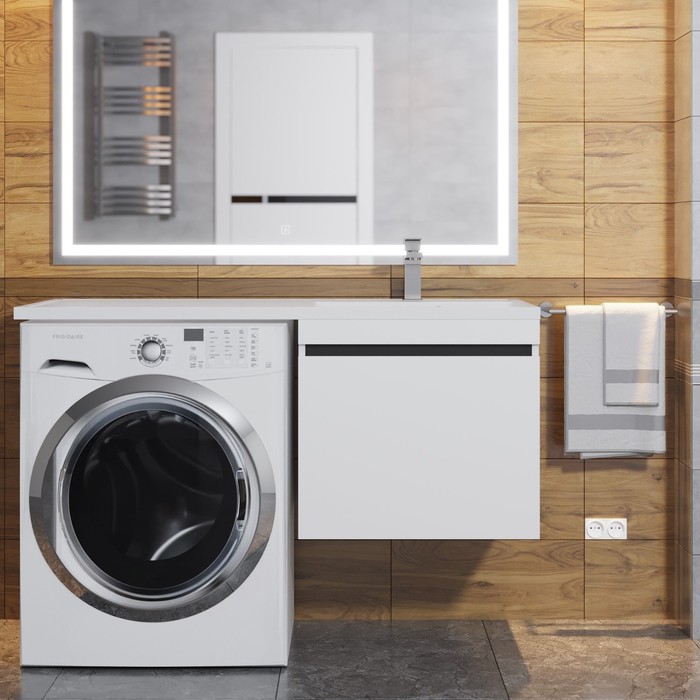 фото Тумба под стиральную машину uperwood magenta, 60 см, подвесная, белая/графит, выдвижной ящик 10302