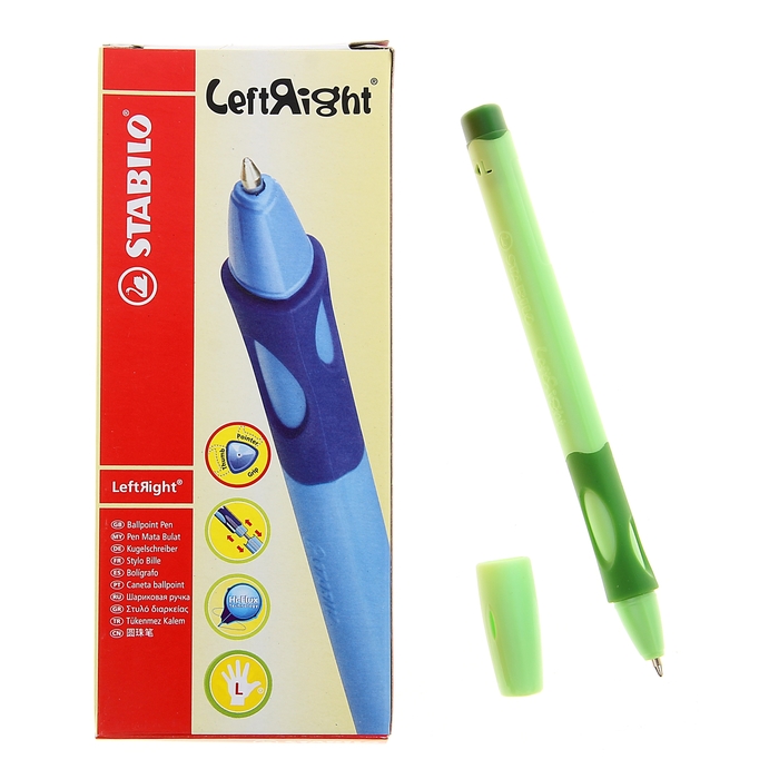 Ручка шариковая Stabilo LeftRight для левшей 0.5 мм, зелёный корпус,зелёный стержень