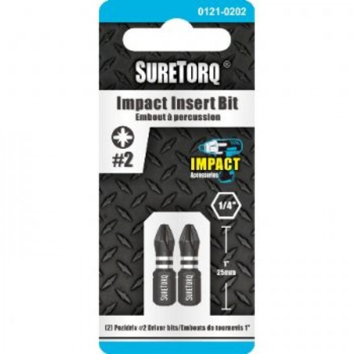 Биты SureTorq 0111-0201RU, сталь S2, ударные, PH1 х 25 мм, 2 шт. биты suretorq 0142 0240ru сталь s2 ударные t40 х 50 мм 2 шт