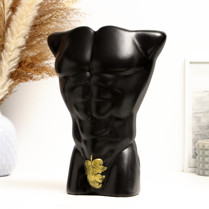 фото Кашпо - ваза "торс мужчины" черное золото, 26,5 см хорошие сувениры