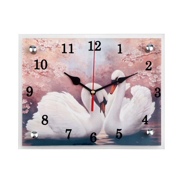 Часы настенные, серия: Животный мир, Лебеди, 20х25 см часы настенные серия животный мир белые львы 25х35 см