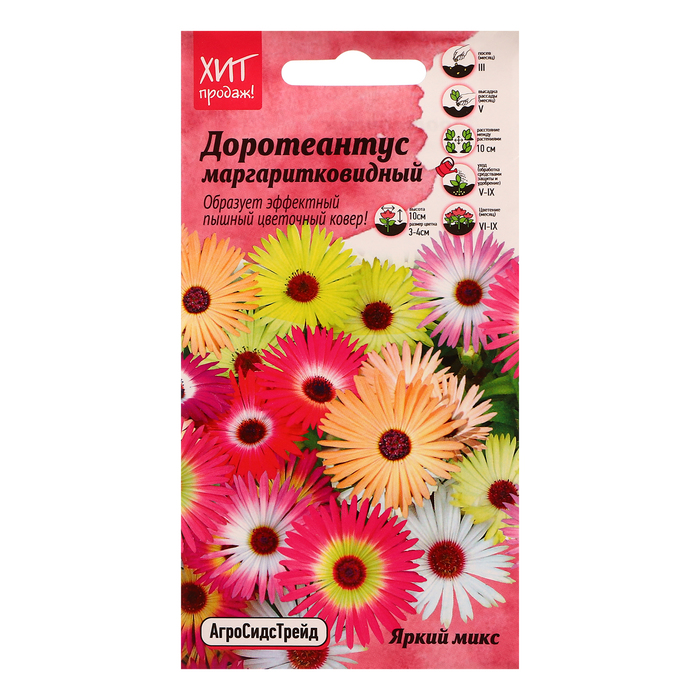 Семена цветов Доротеантус Яркий микс маргаритковидный, 0,1 г