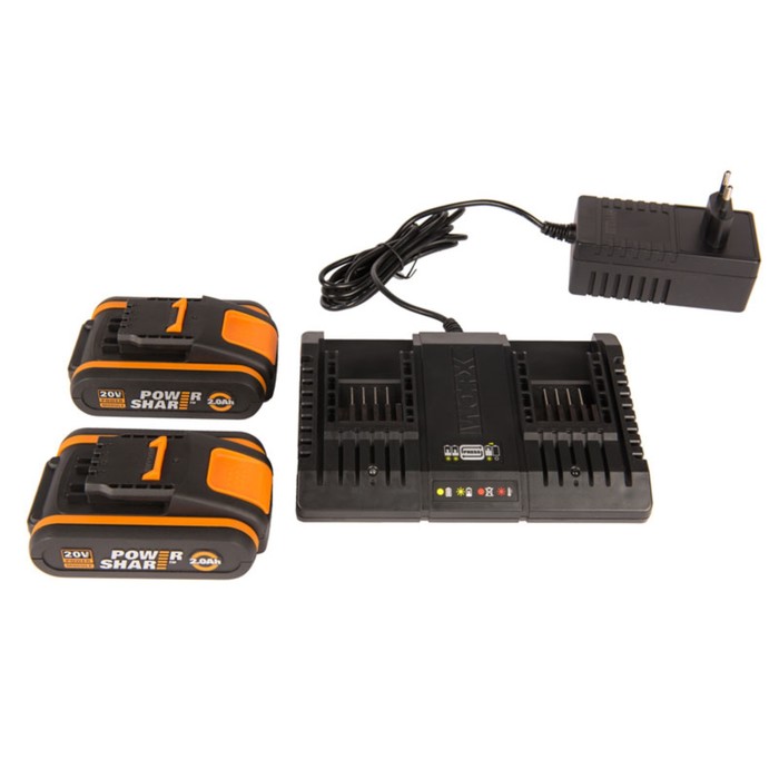 

Комплект WORX WA3869, двойное зарядное устройство, 2х2 Ач