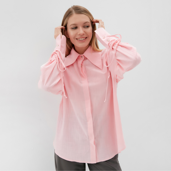 фото Рубашка женская minaku: casual collection цвет розовый, р-р 46