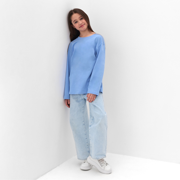 фото Лонгслив детский minaku, цвет голубой, рост 140 см