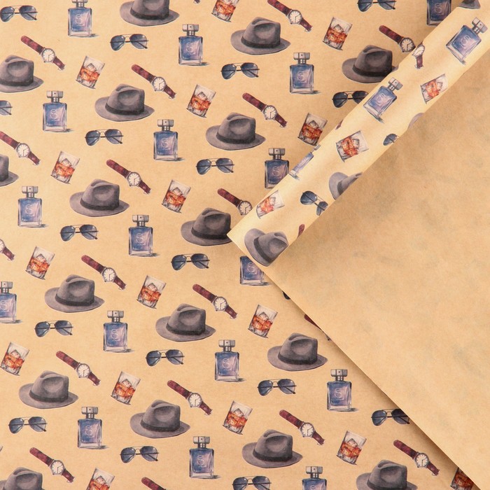 Бумага упаковочная крафтовая «Шляпы», 50 х 70 см бумага упаковочная крафтовая веселимся 50 × 70 см