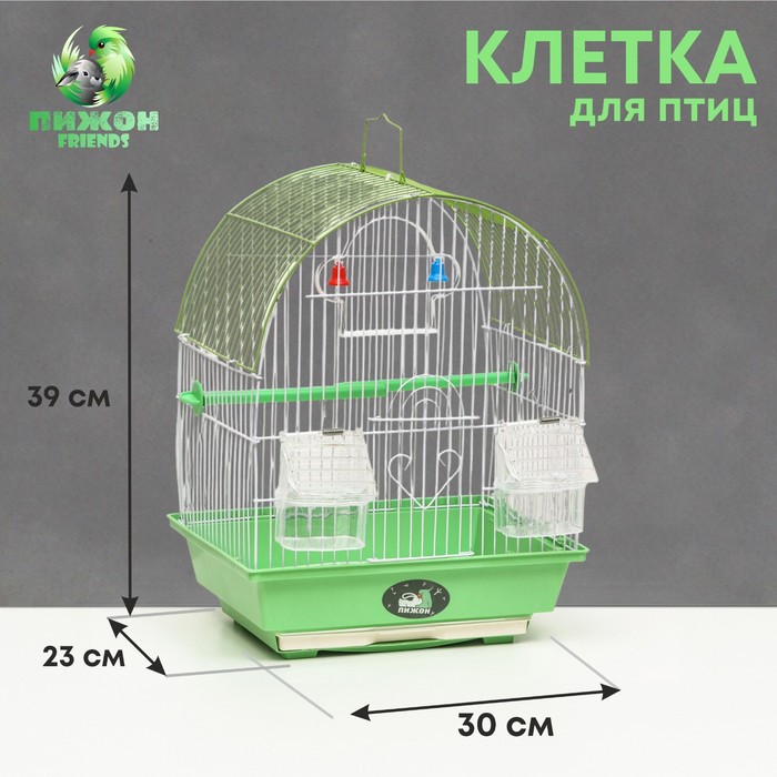 Клетка для птиц укомплектованная Bd-13c 30 х 23 х 39 см зелёная 1000₽