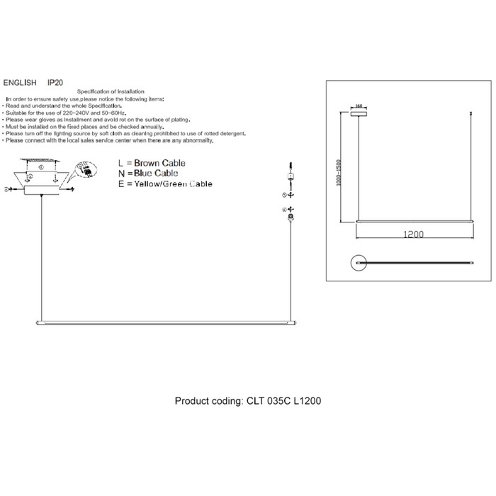 

Светильник подвесной Crystal Lux, Clt 035 1400/226, LED, 1х20 Вт, 100х120х1,6 см, цвет чёрный
