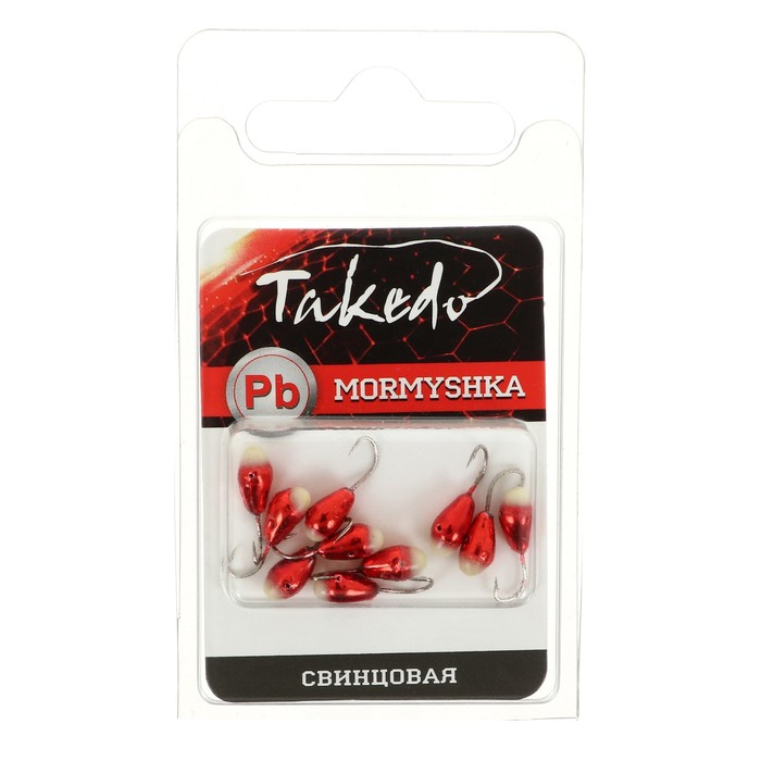 

Мормышка свинцовая TAKEDO Капля 4 мм, красная, с отверстием, с фосфорной пяткой