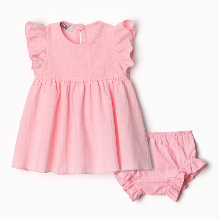 Комплект для девочки (туника,шорты) MINAKU, цвет розовый, размер 68-74